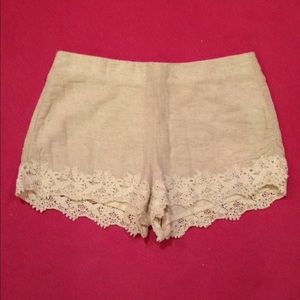 Zara Linen & Lace Shorts